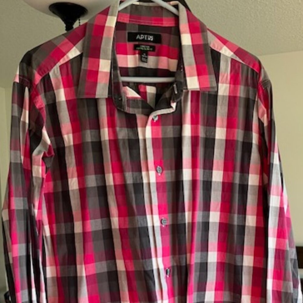 Men Apt. 9 Plaid Shirt Stretch Slim Fit